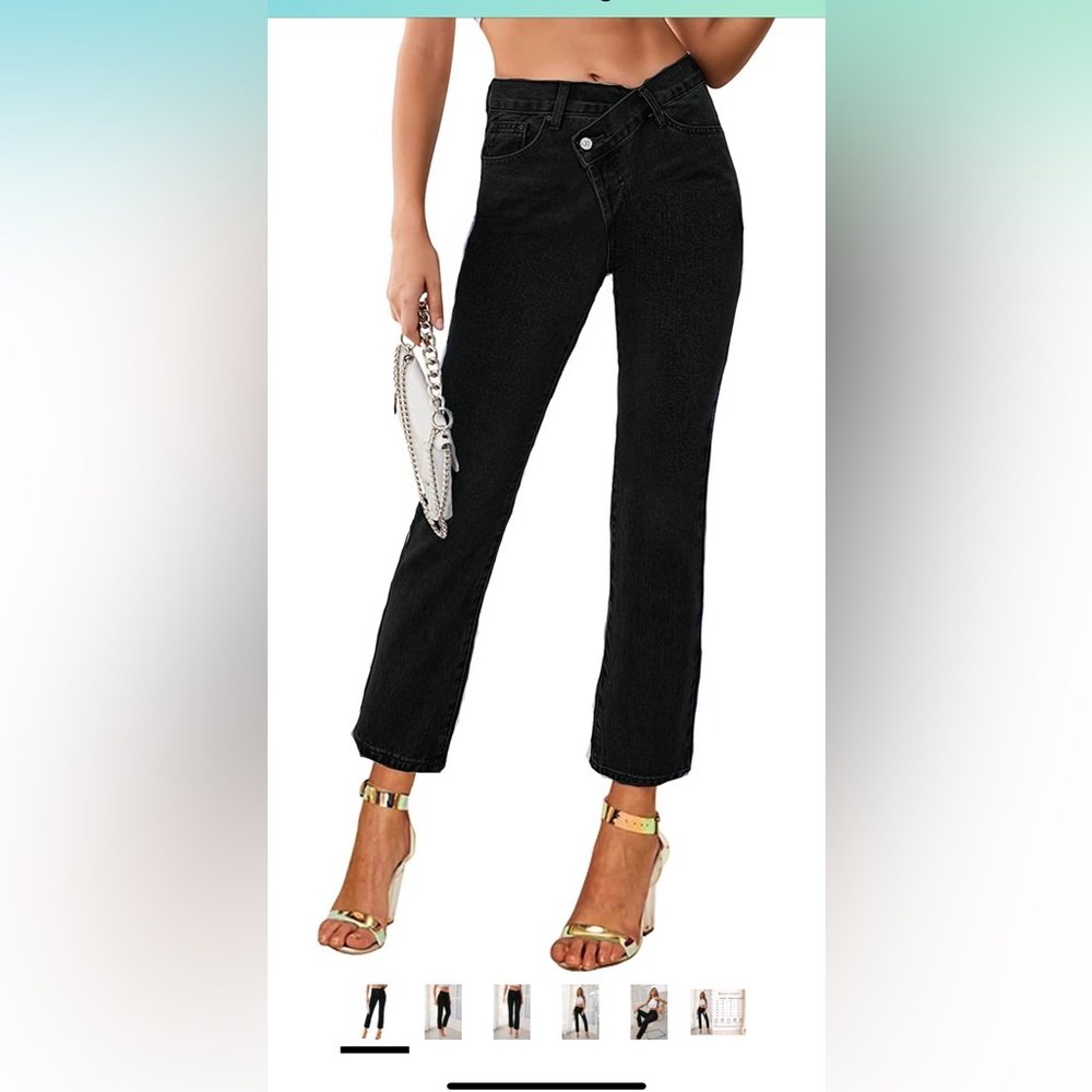 Amazon Straight leg crossover button jeans